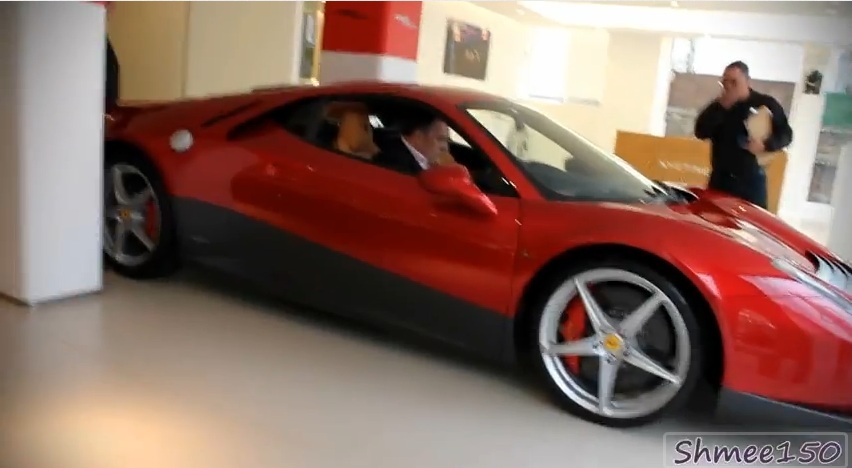 This is Eric Clapton's oneoff Ferrari 458 SP12 leaving a London dealership
