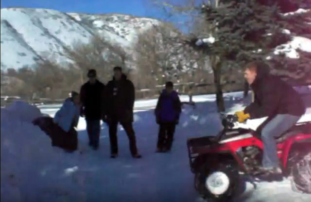 Rider Wrecks ATV and Ego in Snow