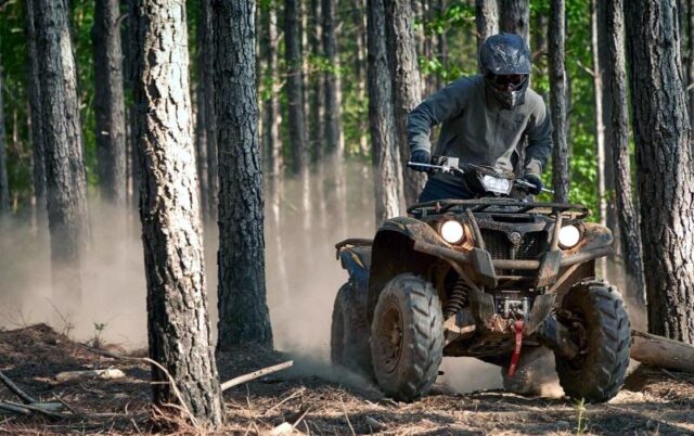 ATV in the woods, trail riding