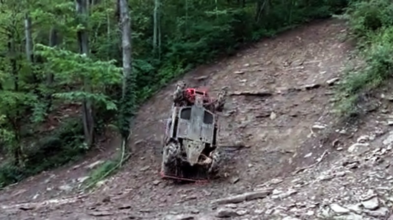 YouTube clip of Side By Side hill climb fail