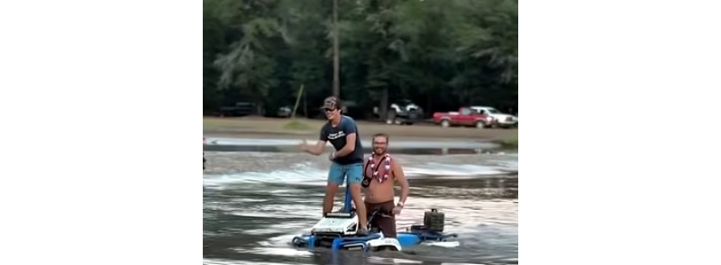 Youtube video of ATV mud crossing with hype man