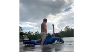 Youtube video of ATV floating on giant tires