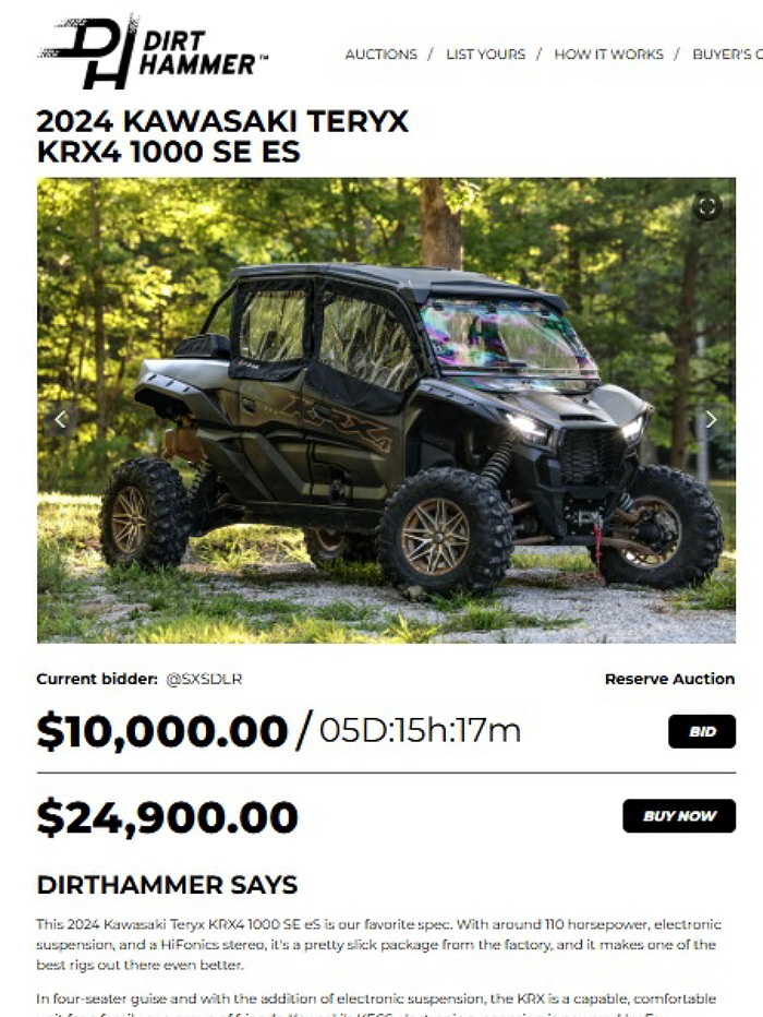 DirtHammer online SxS auction platform