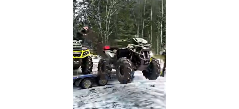 Youtube clip of trailer unloading Can-Am ATVs